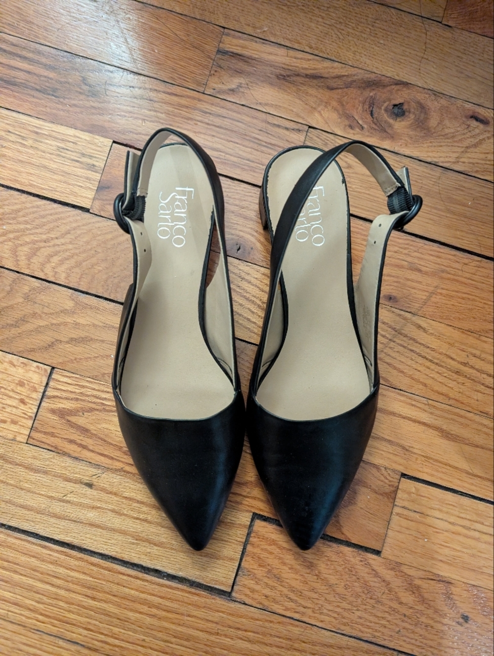 Franco Sarto Black Pointed Slingback Heels